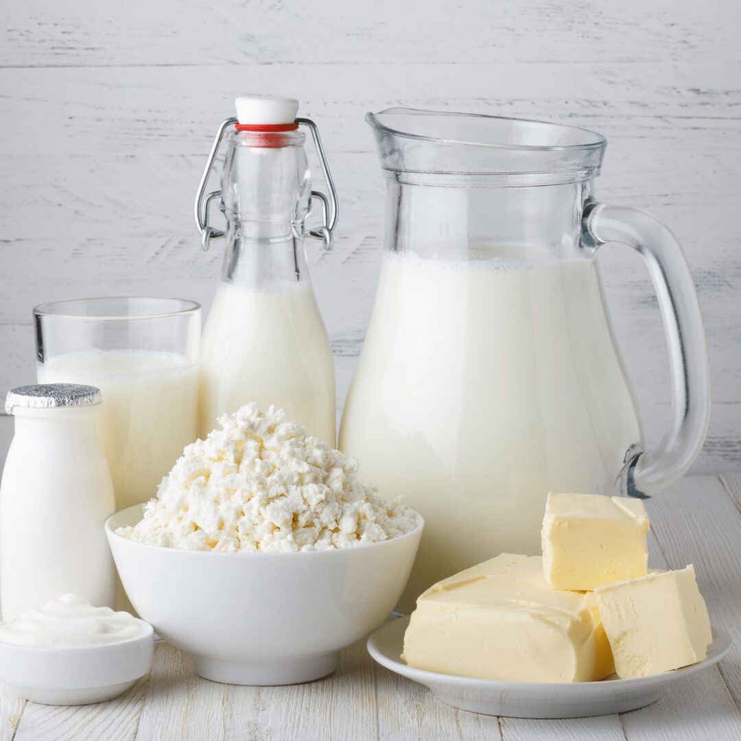 variety of milks including almond milk