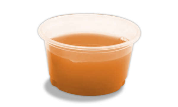 Small clear cup of Ginger-Aid One juice shot