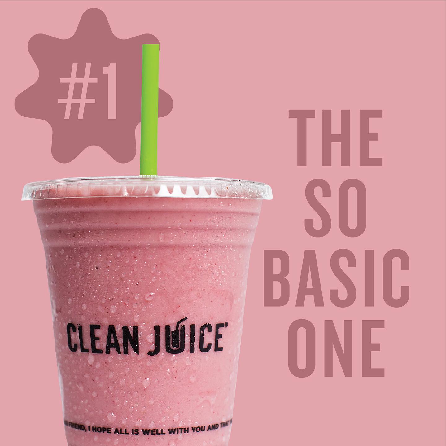 Pink The So Basic One smoothie from Clean Juice