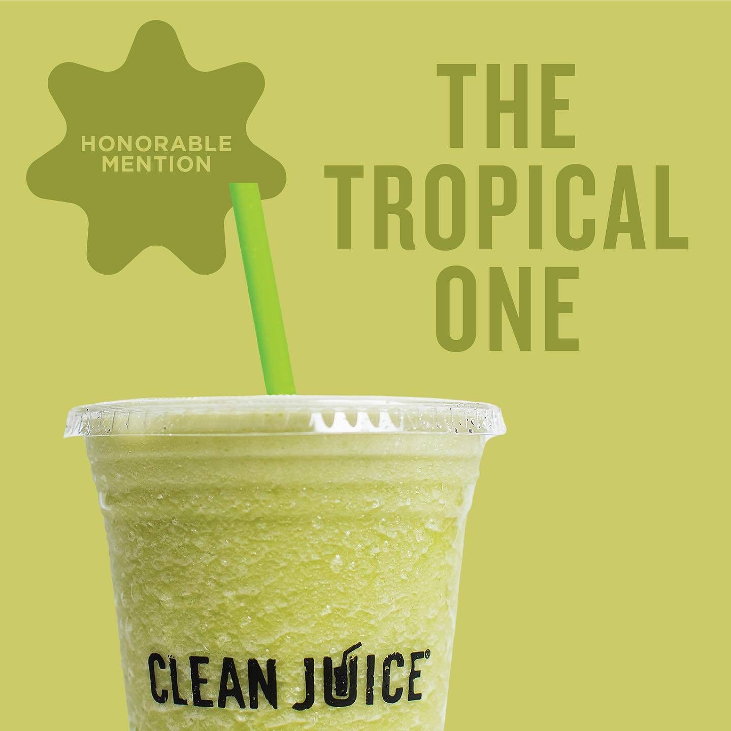 Light green The Tropical One smoothie from Clean Juice